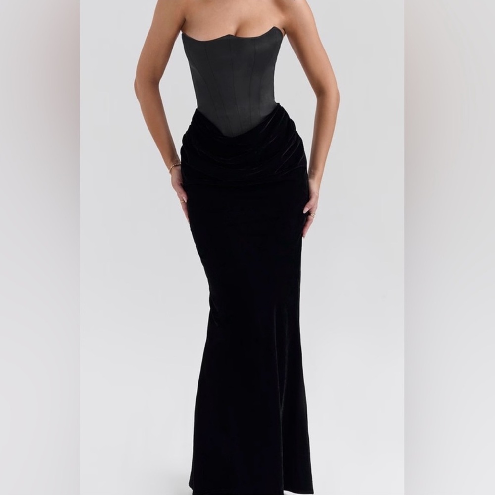 Corset satin black dress